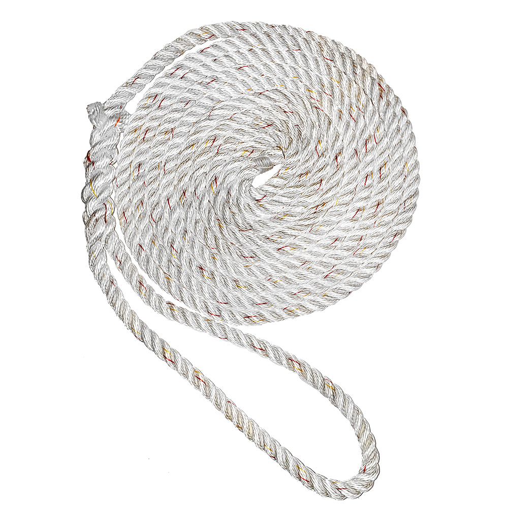 New England Ropes 3/8" Premium 3-Strand Dock Line - White w/Tracer - 15 [C6050-12-00015]